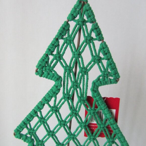 Ashland Macrame Green Christmas Tree With 20 Mini Glitter Glass Ornaments NWT - Picture 4 of 14